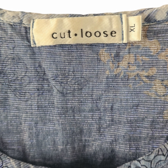 Anthropologie Cut Loose Semi Sheer Shift Dress Floral Paisley Iridescent XL - Picture 2 of 5